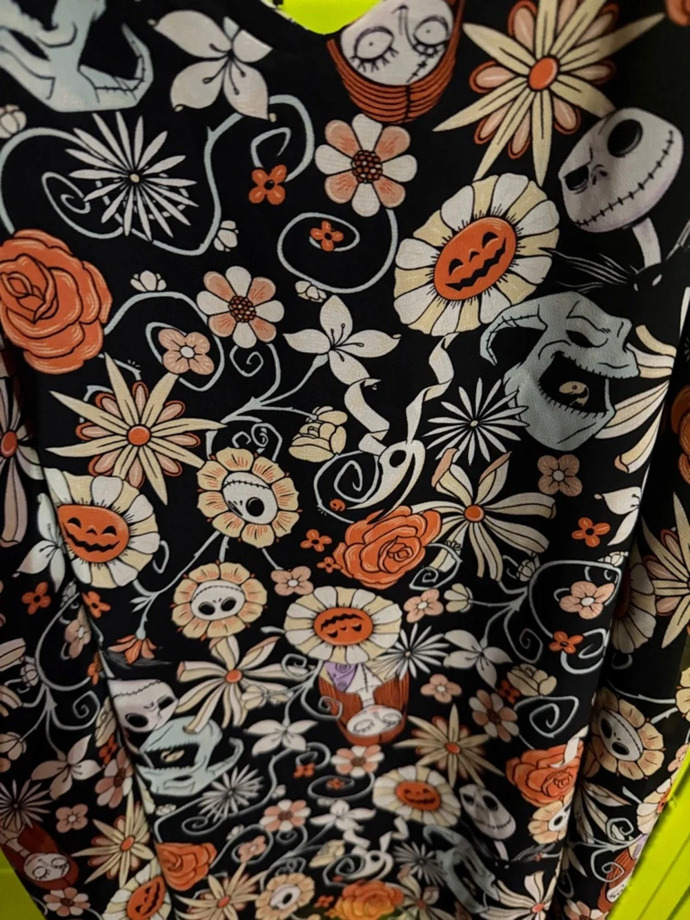 Floral Halloween Print Black & Orange Cami Tank Top Disney - Picture 2 of 4